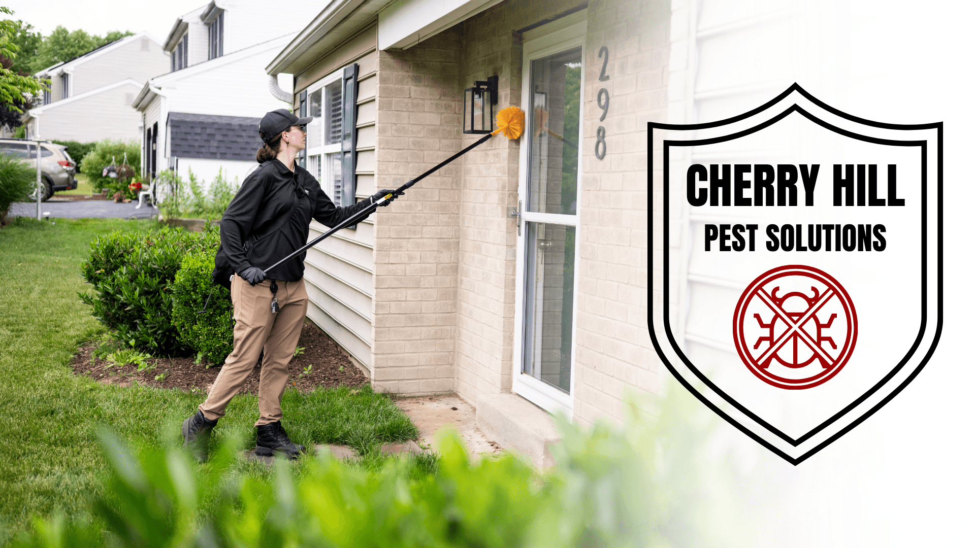 Cherry Hill Pest Solutions technician treating a home